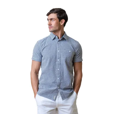 Hope & Henry Men's Organic Seersucker Short Sleeve Button Down Shirt