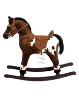 Qaba Kids Toy Rocking Horse Wood Plush Pony w/Neigh Sound