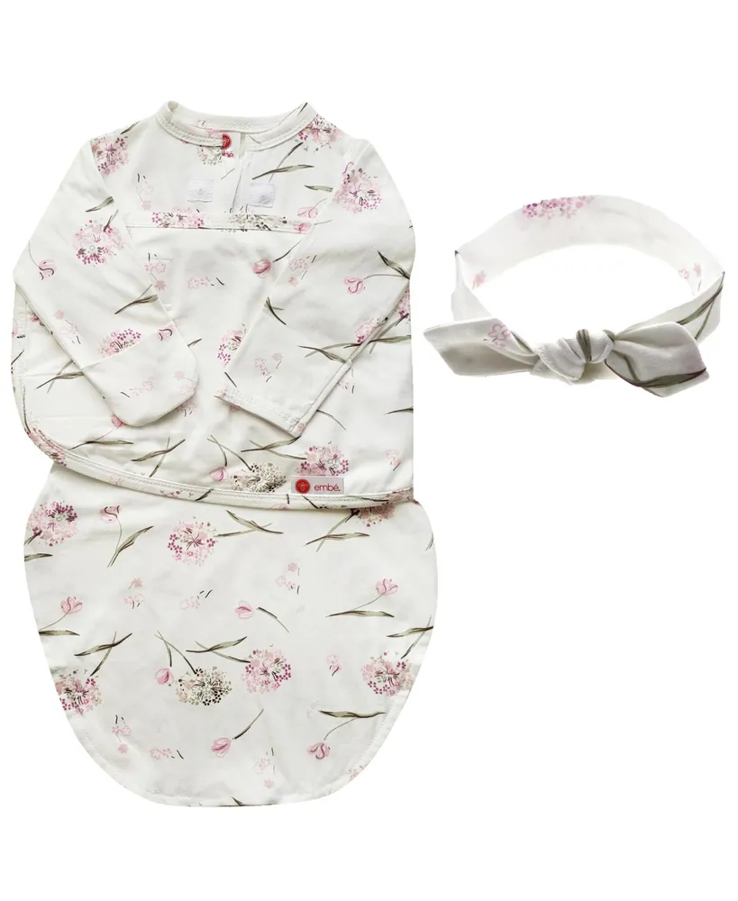 embe Baby Girls Headband And Long Sleeve Swaddle Sack Bundle