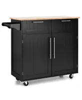 Costway Rolling Kitchen Cart Island Heavy Duty Storage Trolley Cabinet