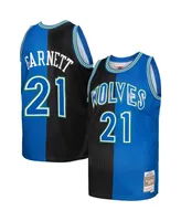 Men's Mitchell & Ness Kevin Garnett Black, Blue Minnesota Timberwolves Hardwood Classics 1995-96 Split Swingman Jersey