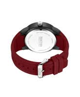 Kenneth Cole Reaction Men's Sporty Three Hand Red Silicon Strap Watch, 49mm