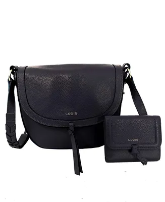 Lodis Women's Ellia Leather Crossbody Bag with Matching Wallet Set, 2 Pieces