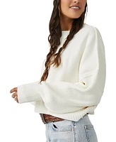 Free People Women's Easy Street Ribbed Cropped Pullover Sweater