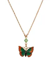 2028 Gold-Tone Crystal Butterfly Pendant Necklace