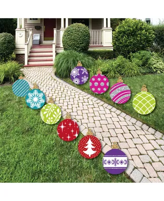 Colorful Ornaments Lawn Decor - Outdoor Holiday & Christmas Yard Decor - 10 Pc