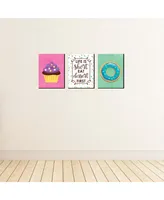 Sweet Shoppe - Cupcake Wall Art Room Decor - 7.5 x 10 inches - Set of 3 Prints