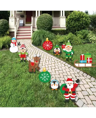 Big Dot of Happiness Very Merry Christmas Lawn Decor - Outdoor Holiday Santa Claus Yard Decor - 10 Pc - Assorted Pre