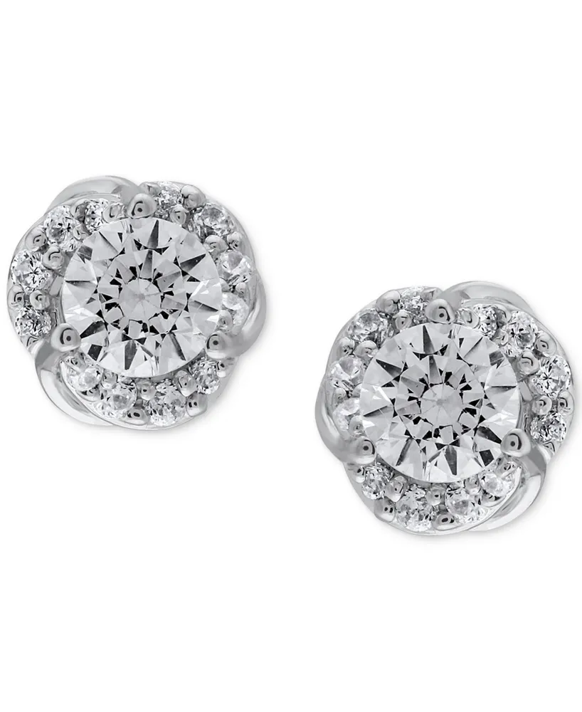 Diamond Halo Stud Earrings (1/2 ct. t.w.) in 14k White Gold