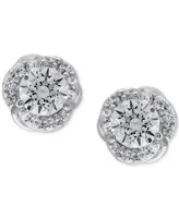 Diamond Halo Stud Earrings (1/2 ct. t.w.) in 14k White Gold