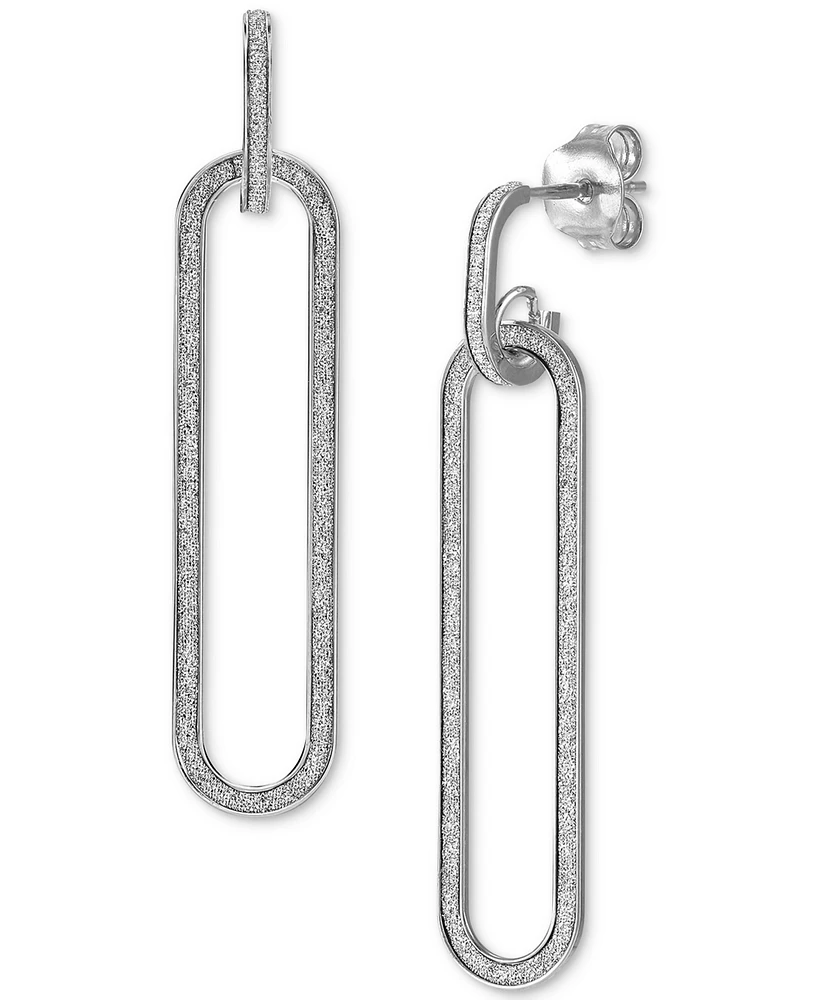 Glitter Paperclip Doorknocker Drop Earrings in 10k Gold