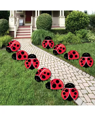 Happy Little Ladybug - Lawn Decor - Outdoor Party Yard Decor - 10 Pc