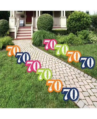 70th Birthday - Cheerful Happy Birthday - Lawn Decor - Outdoor Yard Decor 10 Pc