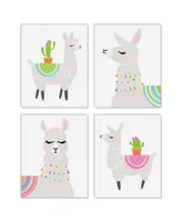 Whole Llama Fun - Unframed Llama Linen Paper Wall Art - 4 Ct - Artisms 8 x 10 in
