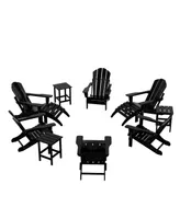 WestinTrends 12 Piece Set Outdoor Folding Adirondack Chairs with Ottoman Side Table