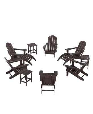 WestinTrends 12 Piece Set Outdoor Folding Adirondack Chairs with Ottoman Side Table