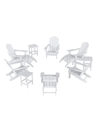 WestinTrends 12 Piece Set Outdoor Folding Adirondack Chairs with Ottoman Side Table