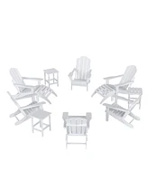 WestinTrends 12 Piece Set Outdoor Folding Adirondack Chairs with Ottoman Side Table