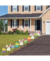 Big Dot of Happiness Hippity Hoppity - Yard Decor - Outdoor Easter Lawn Decor - 10 Pc