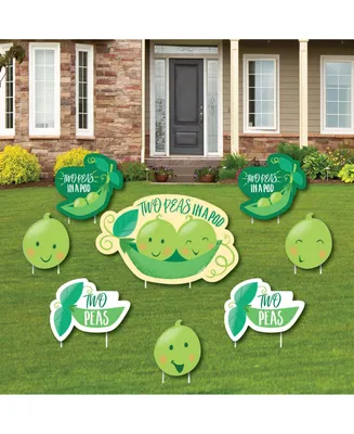 Double the Fun - Twins Two Peas in a Pod - Yard Sign and Lawn Decor - Set of 8