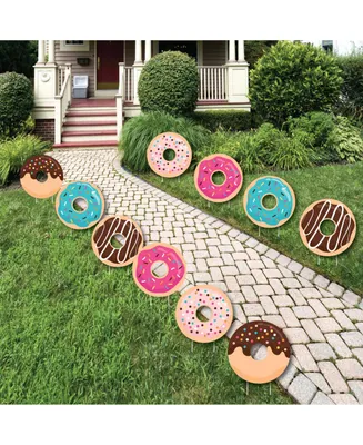 Donut Worry, Let's Party - Lawn Decor - Outdoor Doughnut Party Yard Decor 10 Pc