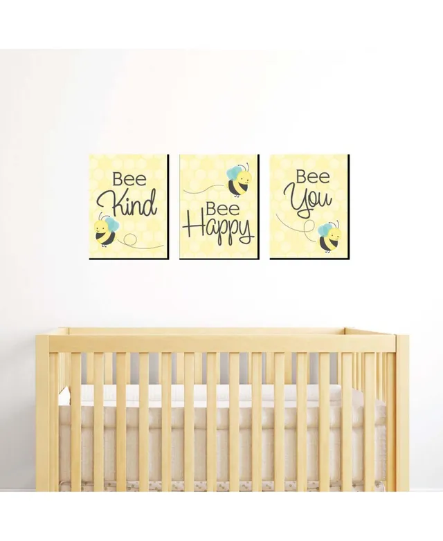 Big Dot of Happiness Little Bumblebee - Bee Nursery Wall Art and Kitchen  Decor - 7.5 x 10 inches - Set of 3 Prints