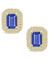Macy's Tanzanite (2 Ct. t.w.) and Diamond (3/4 Halo Stud Earrings