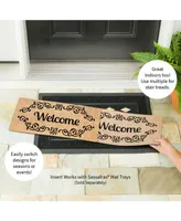 Evergreen Welcome scroll Sassafras Indoor Outdoor Switch Doormat 1'10"x10" Beige