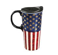 Evergreen Beautiful Liberty Ceramic Travel Cup with Lid - 5 x 4 x 7 Inches