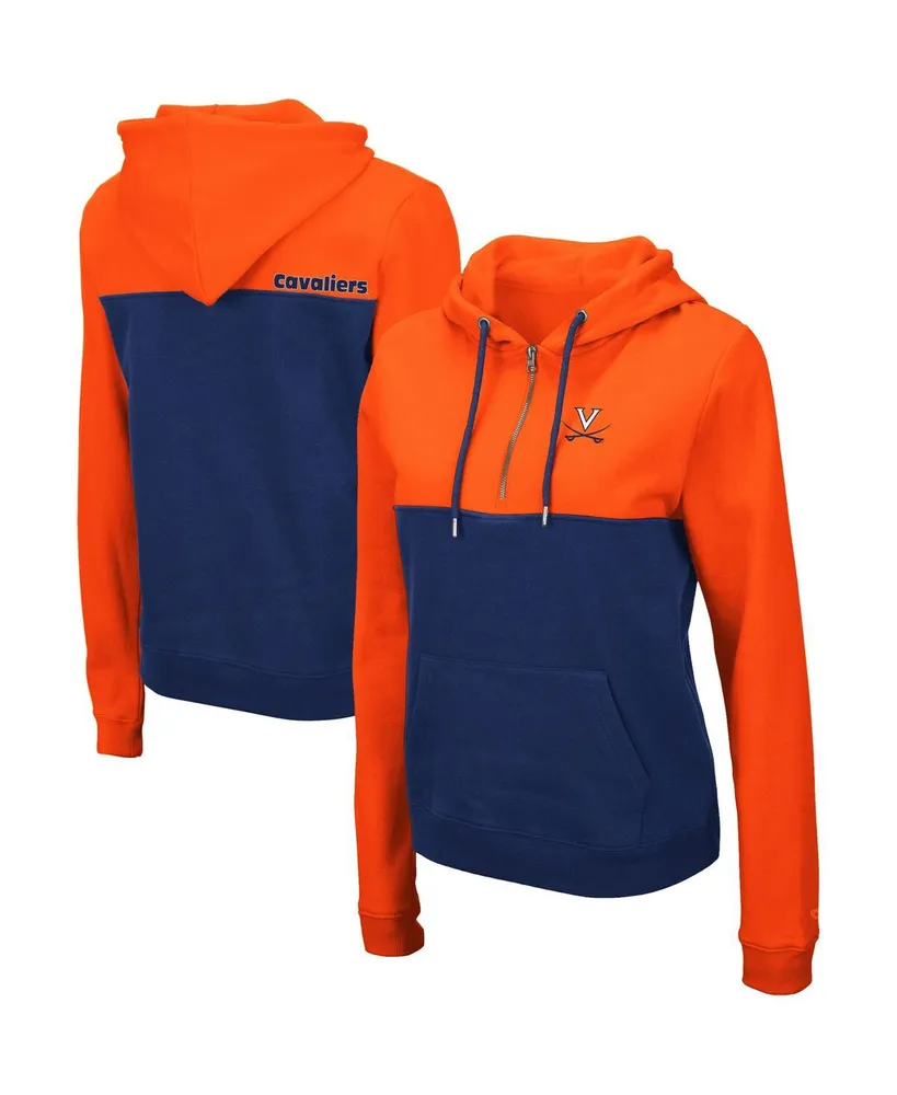 Women's Colosseum Orange, Navy Virginia Cavaliers Aidan Lightweight Quarter-Zip Hoodie