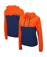 Women's Colosseum Orange, Navy Virginia Cavaliers Aidan Lightweight Quarter-Zip Hoodie