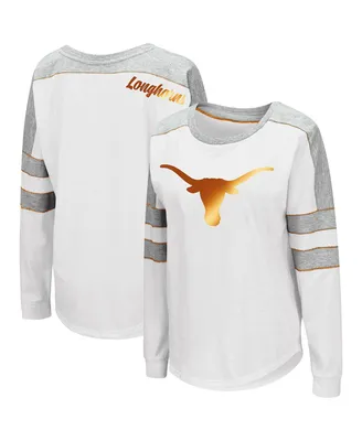 Women's Colosseum White Texas Longhorns Trey Dolman Long Sleeve T-shirt
