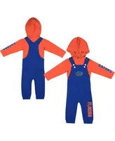 Boys and Girls Newborn and Infant Colosseum Heathered Royal, Heathered Orange Florida Gators Chim-Chim Long Sleeve Hoodie T-shirt and Overall Set