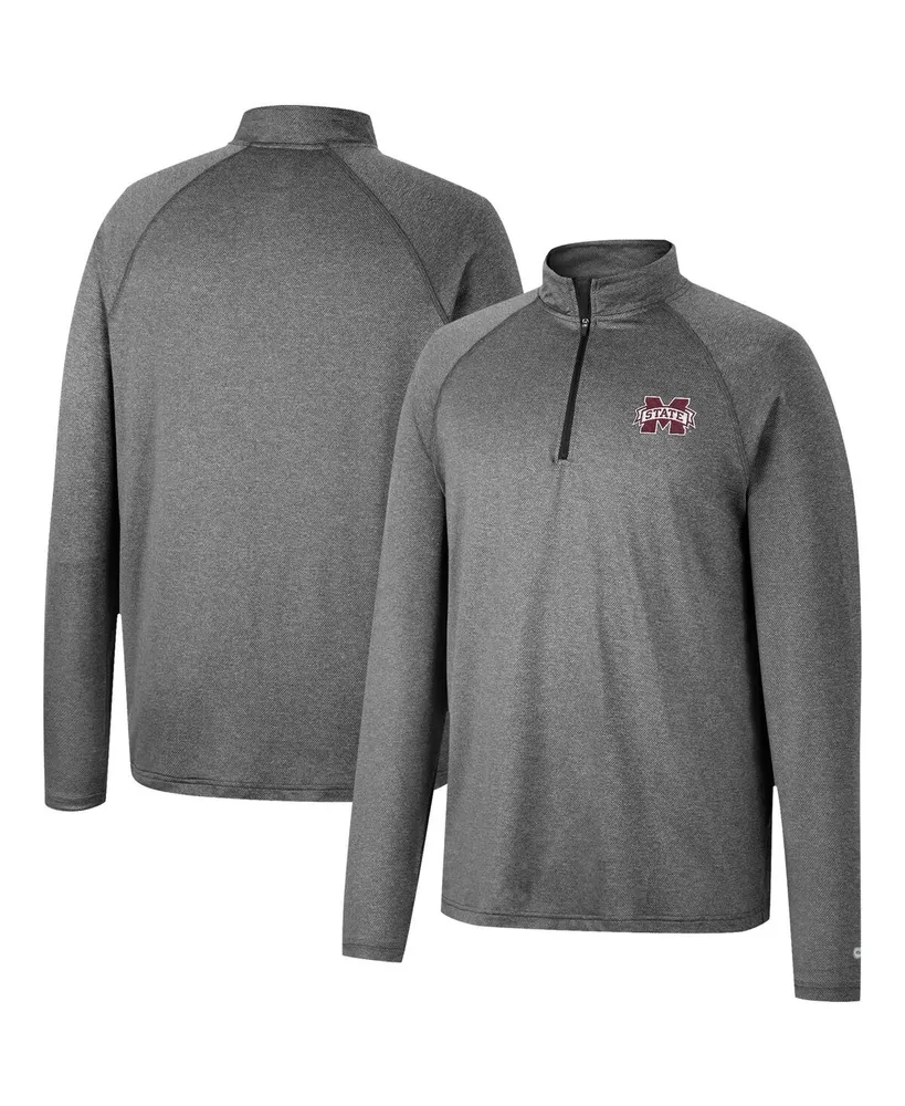 Men's Colosseum Heathered Gray Mississippi State Bulldogs Earth First Raglan Quarter-Zip Windshirt