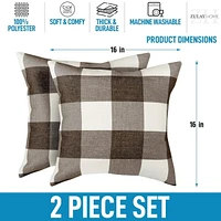 Zulay Kitchen 2 Pack Buffalo Plaid Throw Pillow Outdoor & Indoor Covers 16x16 inches