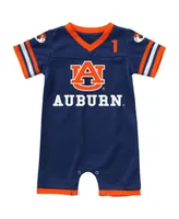 Newborn and Infant Boys Girls Colosseum Navy Auburn Tigers Bumpo Football Romper