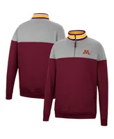 Men's Colosseum Maroon, Heather Gray Minnesota Golden Gophers Be the Ball Quarter-Zip Top