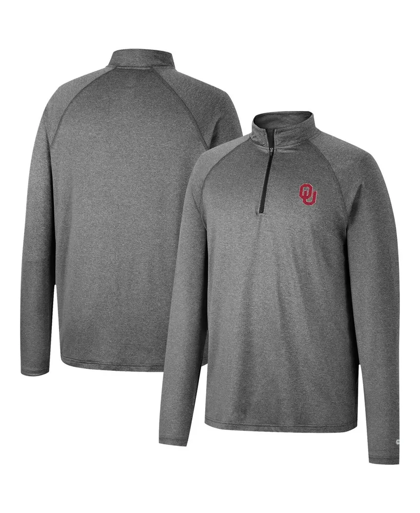 Men's Colosseum Heathered Gray Oklahoma Sooners Earth First Raglan Quarter-Zip Windshirt