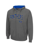 Men's Colosseum Charcoal Pitt Panthers Arch & Team Logo 3.0 Full-Zip Hoodie