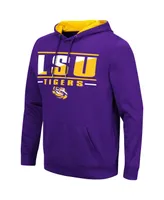 Men's Colosseum Purple Lsu Tigers Slash Stack 2.0 Pullover Hoodie