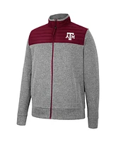 Men's Colosseum Charcoal, Maroon Texas A&M Aggies Putter Herringbone Full-Zip Jacket