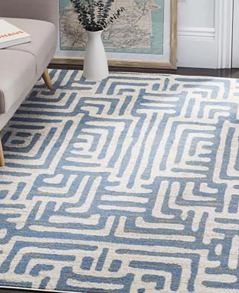 Safavieh Amsterdam AMS106 Ivory and Light Blue 3' x 5' Outdoor Area Rug