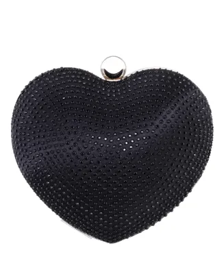 Nina Women's Crystal Heart Minaudiere Bag