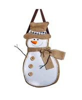 Evergreen Snowman Burlap Door Decor, 13.50x17.50"H