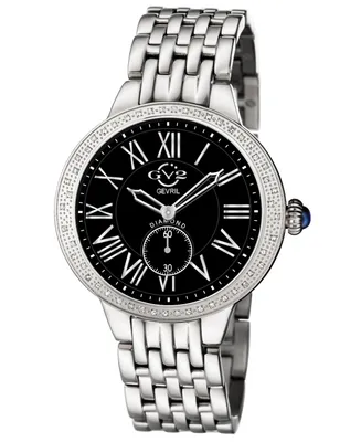 GV2 by Gevril Women's Astor Swiss Quartz Diamond Accents Silver-Tone Stainless Steel Bracelet Watch 40mm
