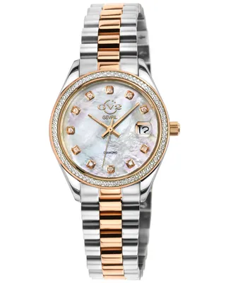 GV2 by Gevril Women's Naples Swiss Quartz Diamond Two-Tone Ss Iprg Stainless Steel Bracelet Watch 32mm