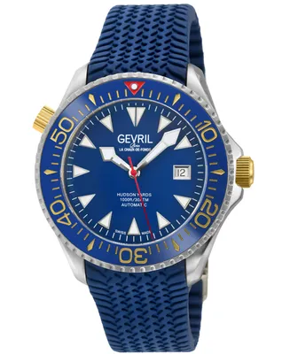 Gevril Men's Hudson Yards Swiss Automatic Rubber Strap Watch 43mm