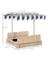 Kids Sandpit Outdoor Backyard Playset w/ Cover Bench Canopy