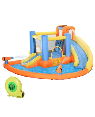 Outsunny 13.7' x 11.8' x 6.2' Outdoor Inflated Castle Splashing, Slide & Climb