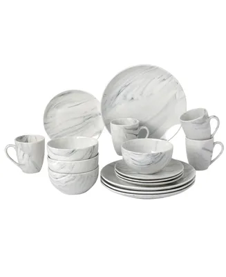 Lorren Home Trends Marble 16 Piece Service for 4 Dinnerware Set